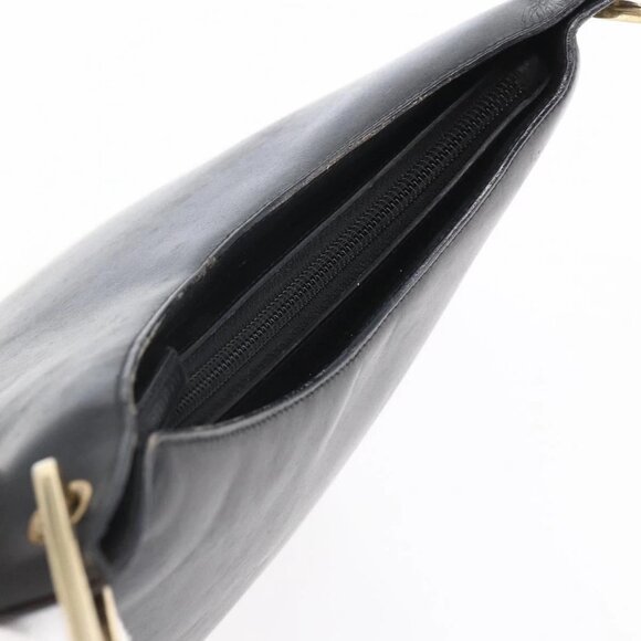 GUCCI Bamboo Shoulder Bag Leather Black Gold - Picture 6 of 15